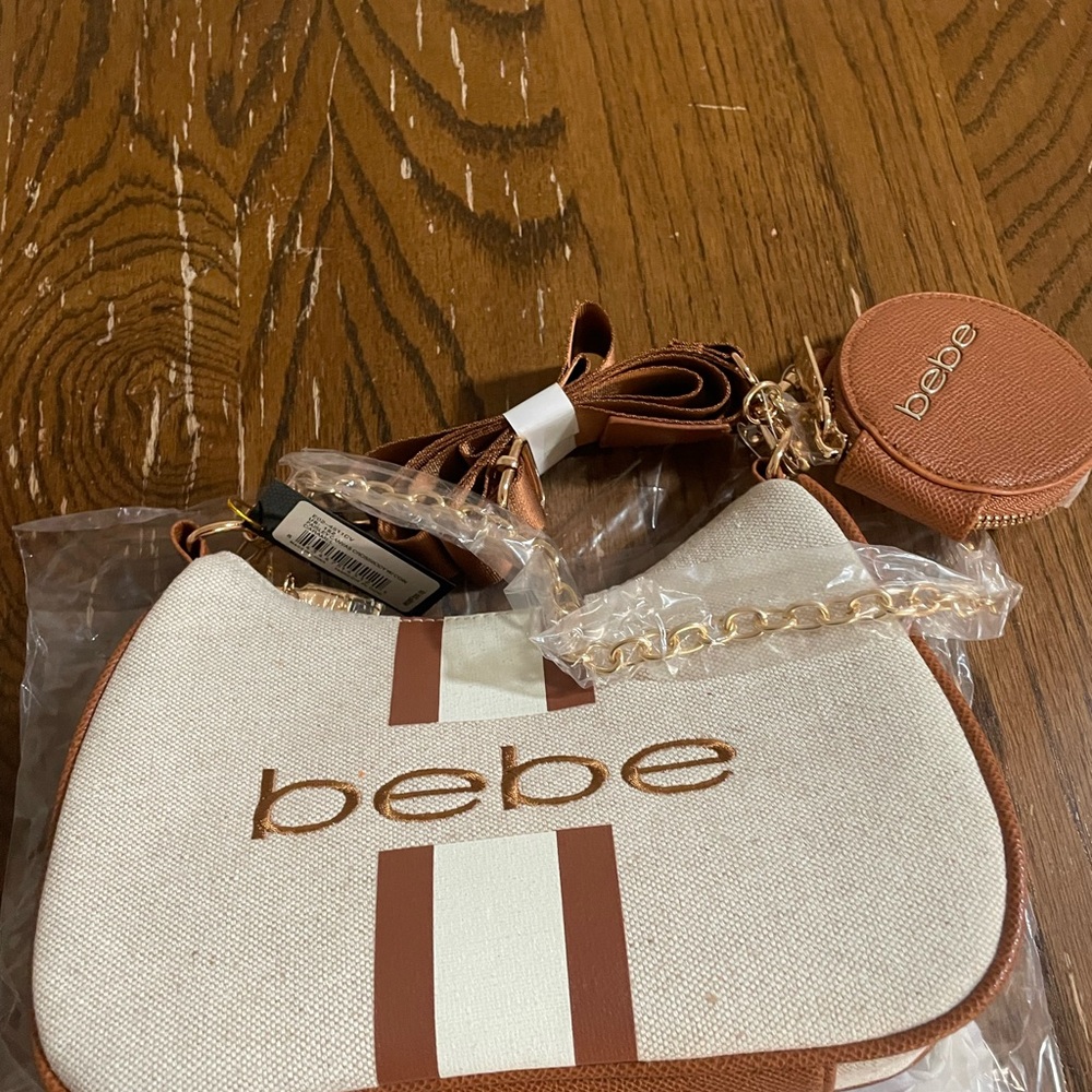 Bebe Tan and White caramel Women's Bag crossbody coin pouch - Picture 6 of 10